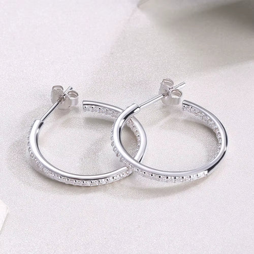1.5Mm D Color Moissanite Hoop Earrings for Women Wedding Party Jewelry with GRA Certified S925 Sterling Silver Earring