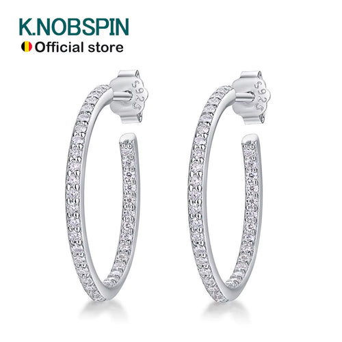 1.5Mm D Color Moissanite Hoop Earrings for Women Wedding Party Jewelry with GRA Certified S925 Sterling Silver Earring